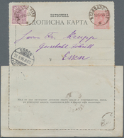 Serbien - Ganzsachen: 1893, 5 Pa Green And 10 Pa Carmine Postal Stationery Letter Carts With Additio - Serbie