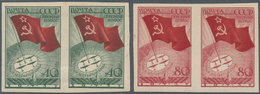 Sowjetunion: 1937, 40 K. And 80 K. Imperforated In Horizontal Pairs, Unused Mounted Mint, Signed Bru - Briefe U. Dokumente