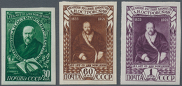 Sowjetunion: 1948, Alexander Ostrovsky IMPERFORATE, Complete Set Of Three Values, Unmounted Mint. Ce - Storia Postale