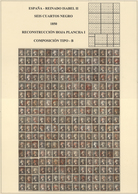 Spanien: 1850, 6 Cuartos Black, Queen Isabel II. Six Complete Plate Reconstructions. 15*17 = 255 Sta - Gebruikt