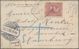 Spanien: 1889, 50 C Lilac Carmine On A Suitcase Tag Registered To Hamburg/Germany, Fancy Use! - Gebraucht