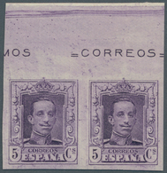 Spanien: 1922/1930, Definitives Alfons XIII, 5c. Lilac Without Control Number, Top Marginal Imperfor - Oblitérés