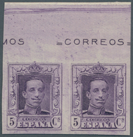 Spanien: 1922/1930, Definitives Alfons XIII, 5c. Lilac Without Control Number, Top Marginal Imperfor - Used Stamps