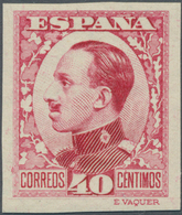 Spanien: 1930, King Alfonso XIII. Definitive 40c. Imperforate COLOUR PROOF In Carmine-red, Mint Neve - Oblitérés