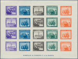 Spanien: 1938, Army And Navy Perforated And IMPERFORATED Miniature Sheets Numbered On Reverse, Mint - Oblitérés