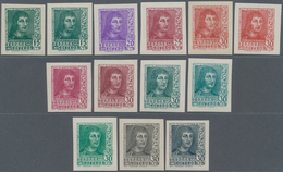 Spanien: 1938, Ferdinand II. Complete Set Of Six IMPERFORATE Stamps Incl. The Diff. Imprints Of 15c. - Oblitérés