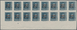 Spanien: 1938, Airmails 50c. Slate And 1pts. Blue, IMPERFORATE Marginal Blocks Of 16 From The Lower - Gebraucht