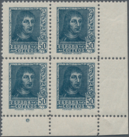 Spanien: 1938, Ferdinand II. NOT ISSUED Definitive Stamp 50c. Greyish-blue In A Block Of Four From L - Gebraucht