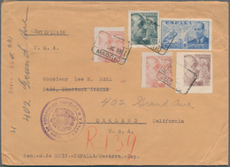 Spanien: 1939 Registered Cover From Madrid To Oakland With Very Good Franking From I.a. 10 Cts. Brow - Gebraucht