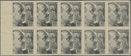 Spanien: 1939, Compulsory Surtax Stamp General Franco 10c. IMPERFORATE COLOUR PROOF In Grey In A Blo - Used Stamps