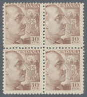 Spanien: 1940, General Franco Definitive 10 PTS. Brown Block Of Four, All Stamps Mint Hinged, Mi. € - Gebruikt