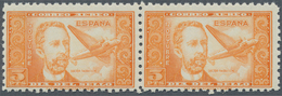 Spanien: 1944, Airmail Stamp 5pts. "Dr.Thebussem", Color Variety "orange", Horiz. Pair, Unmounted Mi - Used Stamps