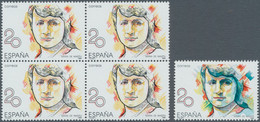 Spanien: 1988, Prominent Woman 20pta. ‚Maria De Maeztu‘ With BLUE COLOUR OMITTED Block Of Four With - Used Stamps