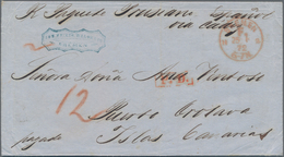 Spanien - Kanarische Inseln (1890er Jahre): 1871/72 Incoming Mail: Two Stampless Folded Envelopes Wi - Sonstige & Ohne Zuordnung