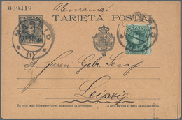 Spanien - Ganzsachen: 1904. Reply Card 5c+5c Grey-black Alfonso XIII Cadete. Used With 5c Additional - 1850-1931
