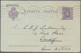 Spanien - Ganzsachen: 1913. Reply Card 15c+15c Violet Alfonso XIII Cadete. Used From "Sevilla" To Ca - 1850-1931