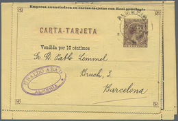 Spanien - Ganzsachen: 1893. Ad Letter Card 15c Alfonso XIII. Pelón With Some Almeria Ads Inside. Use - 1850-1931