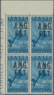 Triest - Zone A: 1947, Telegraphy Airmail Stamp 35l. Dark Blue With MISPLACED OVERPRINT ‚A.M.G./F.T. - Poststempel