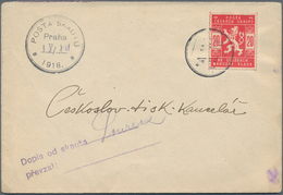 Tschechoslowakei: 1918, 18 H Blue And 20 H Red Each Single Franking On Two Letters Cancelled With "N - Brieven En Documenten