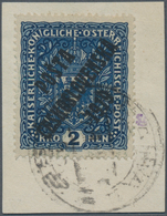 Tschechoslowakei: 1919, "Kronenwerte In Bildgröße" 2 Kr. Violettultramarin, Perfekt Zentriert Auf We - Lettres & Documents