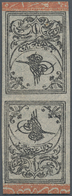 Türkei: 1864, 3rd Print 1 Pi. Black On Slate-grey Surface Coloured Thick Paper, A Fine Mint 'head-to - Autres & Non Classés