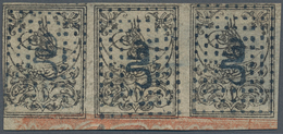 Türkei: 1864, 3rd Print 1 Pi. Black On Grey Surface Coloured Thick Paper, A Fine 'Battal" Cancelled - Autres & Non Classés