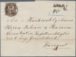 Ungarn: 1875, 15 K Brown Single Franking With Very Rare Circle Cancel "DUNA-PENTELE" On Folded Lette - Autres & Non Classés