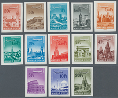 Ungarn: 1966, Airmail Stamps: Cities And Aircrafts, Cut Mint Blocks Of Four From Right Margin Of She - Sonstige & Ohne Zuordnung