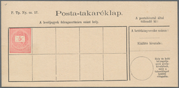 Ungarn - Ganzsachen: 1886/1916, 7 Different Postal Stationery Post Savings Cards 5 F, 10 F Red, 10 F - Postwaardestukken