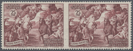 Vatikan: 1951, Council Of Chalcedon, 25l. Red-brown, Horizontal Pair Showing Variety "imperforate In - Neufs