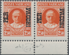 Vatikan - Paketmarken: 1931, Parcel Post Pope Pius XII. 2.50l. Orange-red With DOUBLE OVERPRINT ‚PER - Colis Postaux