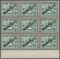 Vatikan - Portomarken: 1931, 10 C Dark-green/light-green In Block Of Six, Mint Never Hinged, Signed - Taxes