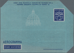 Vatikan - Ganzsachen: 1952, Airletter L. 80 "AEROGRAMMA" Blue, Unused, Two Varieties: (1) Missing In - Interi Postali