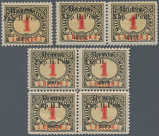 Westukraine: 1919, Overprint On 1h. Postage Due, Varieties "no Dot After 'H'", "missing 'H'", "missi - Oekraïne