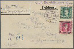 Westukraine: 1919, 4 G On 2 Kr And 10 G On 50 H Overprint Stamps With Violet Cancel "K.u.K. HAUPTFEL - Oekraïne