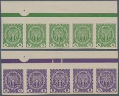 Westukraine: 1919/prepared For But Unissued, 10 S.-3 Kr. Complete Imperforate Set Of 12 In Top Margi - Ukraine