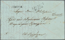 Zypern - Vorläufer: 1852, Folded Envelope From "LARNACA 21/LUG" Clear Black Twoliner, With "FRANCA" - Other & Unclassified