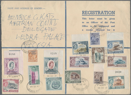 Zypern - Ganzsachen: 1960, Registered Stationery Envelope 25m. Blue Uprated By Complete Set Of 1960 - Autres & Non Classés