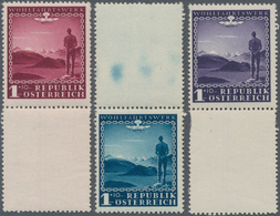 Österreich: 1945, 1 (RM) + 10 (RM) 'Heimkehrer', Drei Verschiedene Probedrucke In Den Farben Blau, V - Used Stamps