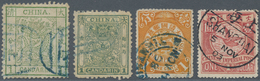 China: 1882/1902, Large Dragon Wide Margin 1 Ca. Light Green, Canc. Blue Seal Peking, Also Three Lat - 1912-1949 République