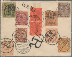 China: 1897/98, Small Figure Surcharge 1 C./1 Ca. Resp. 2 C./2 Ca. With Coiling Dragon 1/2 C., 1 C., - 1912-1949 Republik