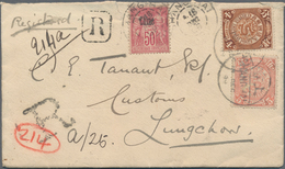 China: 1898, Coiling Dragon 1 C., 2 C. (5 Inc. Horizontal Interpanneau Strip-4), 4 C., 5 C. Rose Tie - 1912-1949 Republiek