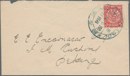 China: 1898, Coiling Dragon 2 C. Carmine Tied Large Dollar In Blue "CHEFOO 19 FEB 98" To Cover To St - 1912-1949 República