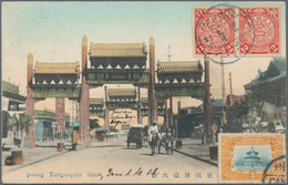 China: 1902/09, Coiling Dragons On Ppc (5) From Shanghai (4) Or Peking (1) To Austria, France Or Ger - 1912-1949 Republik