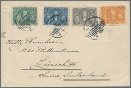 China: 1921, Posts 25th Anniversary Set Tied "SHANGHAI 4 JUL 23" To Cover To Zürich/Switzerland. - 1912-1949 República