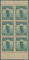 China: 1923, 2nd Peking Printing, Junk 3 C. Examples Of Panes Specially Printed For Booklet, Pane Of - 1912-1949 República