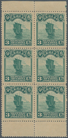 China: 1923, 2nd Peking Printing, Junk 3 C. Examples Of Panes Specially Printed For Booklet, Pane Of - 1912-1949 Republic