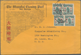 China: 1930, Junk 1 C./3 C. (4) Tied "SHANGHAI" To Illustrated Unsealed Printed Matter Envelope Endo - 1912-1949 Republic