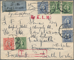 China: 1932/35, Two Air Mail Covers By KLM To Europe: SYS 5 C. (3), 15 C., 25 C. (3) As $1.05 Frank - 1912-1949 République