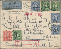 China: 1932/35, Two Air Mail Covers By KLM To Europe: SYS 5 C. (3), 15 C., 25 C. (3) As $1.05 Frank - 1912-1949 Republic